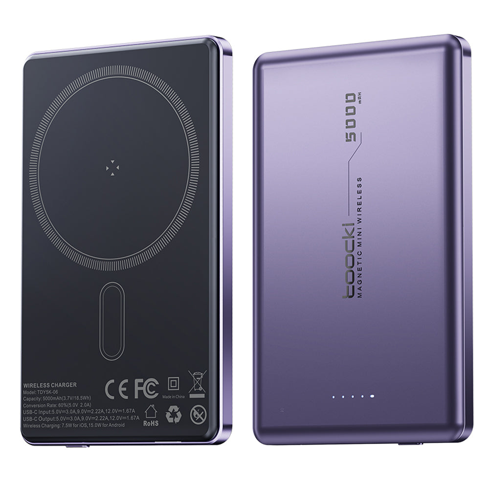 TOOCKI TDY5K-06 Magnetic Wireless Power Bank 5000mAh Portable Charger Compatible with MagSafe TOOCKI TDY5K-06 Magnetic Wireless Power Bank 5000mAh Portable Charger Compatible with MagSafe